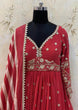 Load image into Gallery viewer, Red Gown in Georgette With Foil Mirror Work Clothsvilla