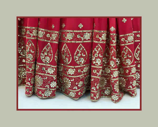Red Gown in Georgette With Foil Mirror Work Clothsvilla
