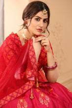 Load image into Gallery viewer, Red Lehenga Choli For Women Digital Print Festive Wear Lengha Choli With Dupatta,Indian Traditional Wedding Bridal Ghagra Choli ClothsVilla