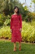 Load image into Gallery viewer, Red Mukaish Worked Cotton Readymade Kurti ClothsVilla