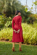 Load image into Gallery viewer, Red Mukaish Worked Cotton Readymade Kurti ClothsVilla