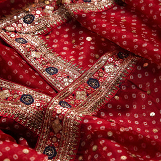 Red Saree in Organza With Resham and Sequence Work Clothsvilla