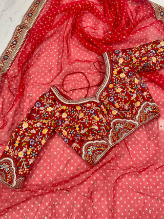 Red Saree in Organza With Resham and Sequence Work Clothsvilla