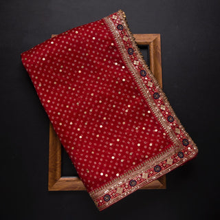 Red Saree in Organza With Resham and Sequence Work Clothsvilla