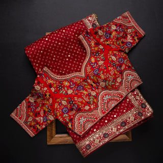 Red Saree in Organza With Resham and Sequence Work Clothsvilla