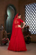 Load image into Gallery viewer, Red Thread Embroidered Net Wedding Wear Lehenga Choli ClothsVilla