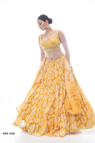 Yellow Pakistani Jacquard Lehenga Choli For Indian Festival & Weddings - Thread Embroidery Work, Clothsvilla