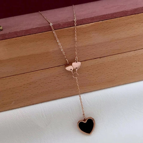 Rose Gold Heart Pendant with Rose Gold Chain Gold-plated Plated Brass Chain ClothsVilla Main image