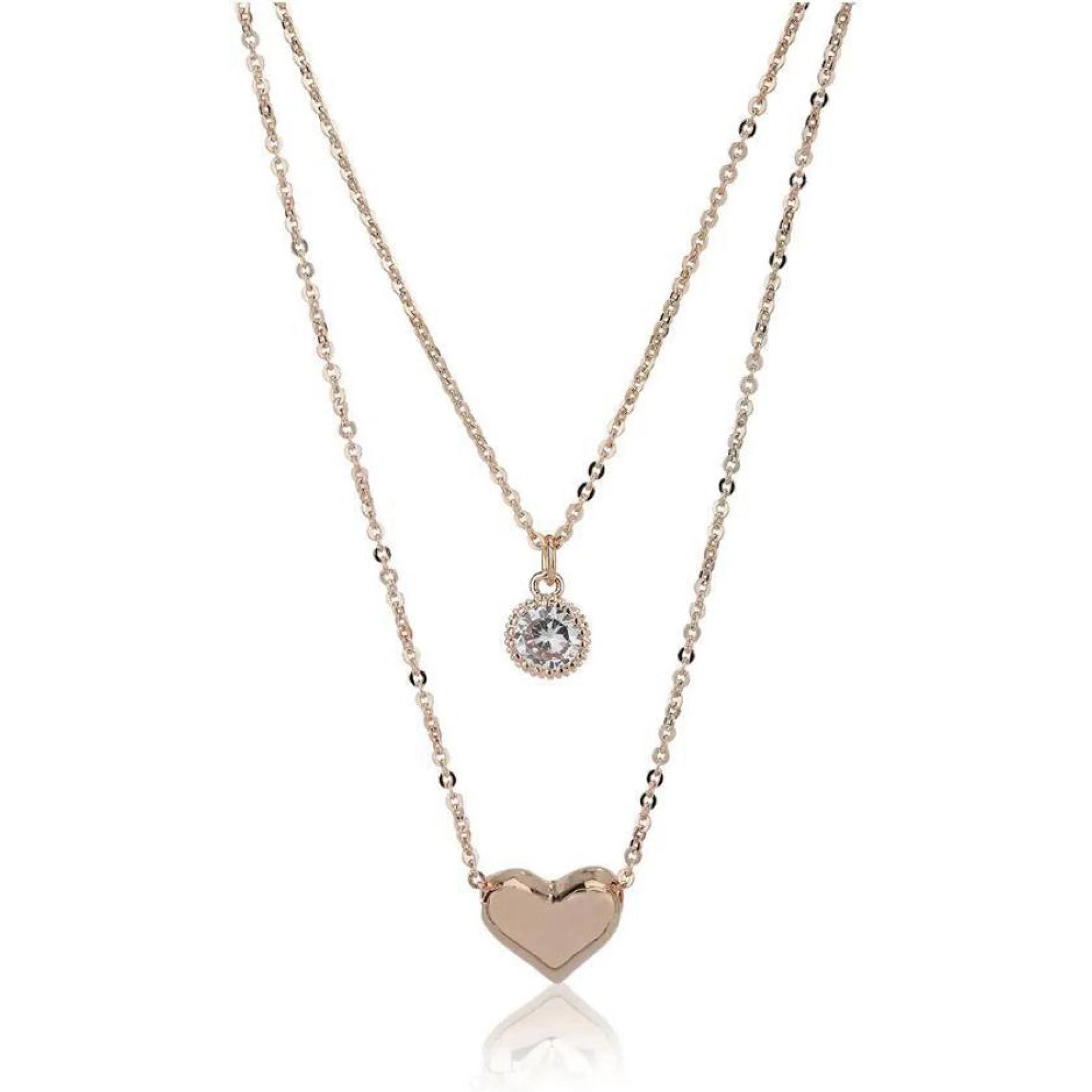 Rose Gold-Plated Layered Necklace Diamond Gold-plated Plated Brass Necklace ClothsVilla Main image