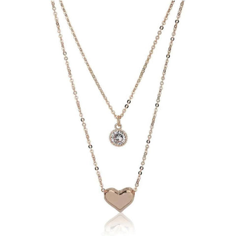 Rose Gold-Plated Layered Necklace Diamond Gold-plated Plated Brass Necklace ClothsVilla Main image