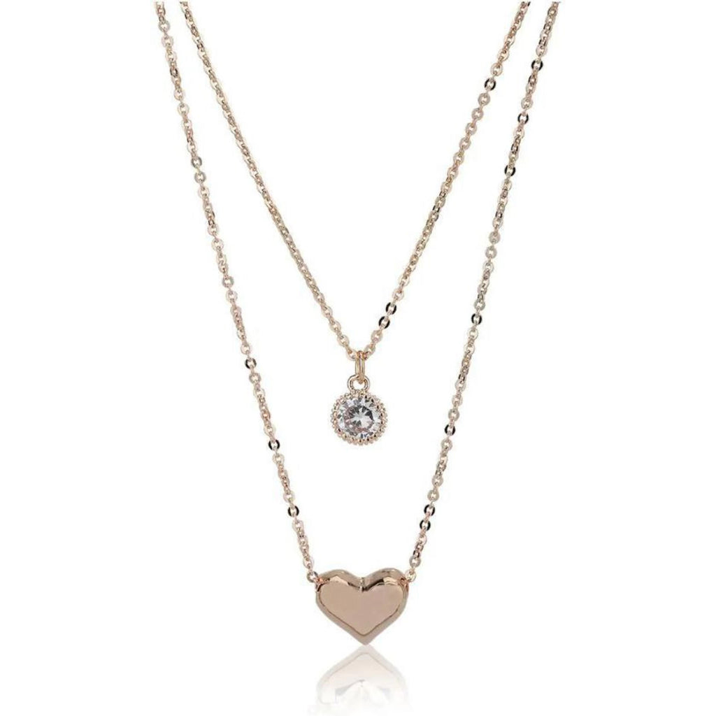 Rose Gold-Plated Layered Necklace Diamond Gold-plated Plated Brass Necklace ClothsVilla