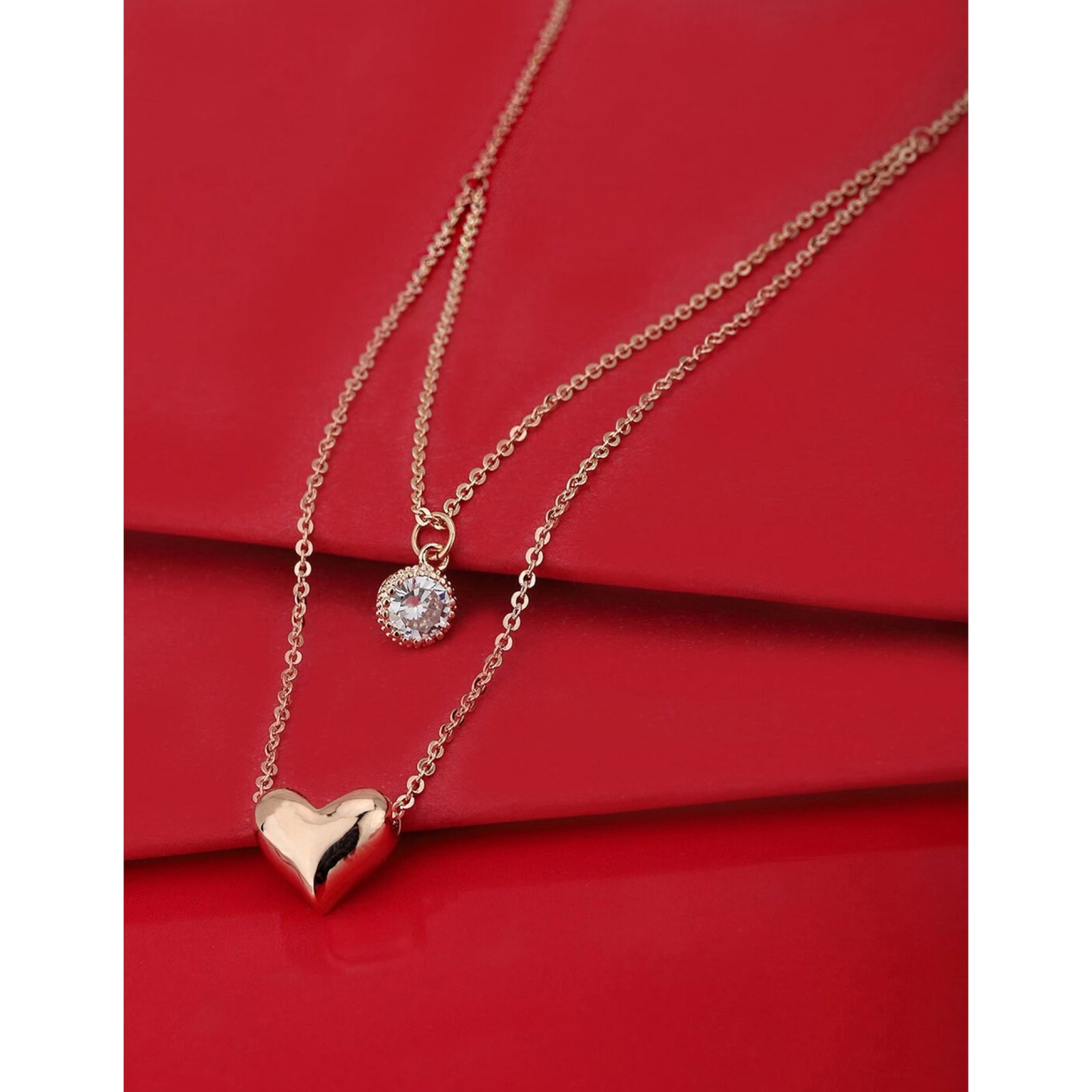 Rose Gold-Plated Layered Necklace Diamond Gold-plated Plated Brass Necklace ClothsVilla