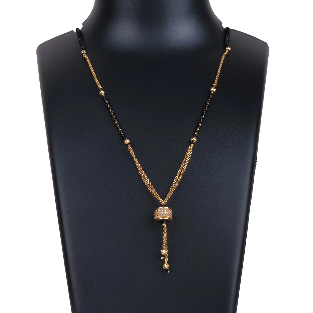 Rose Gold-Plated Two Layered Chain Diamond Gold-plated Plated Brass Necklace ClothsVilla