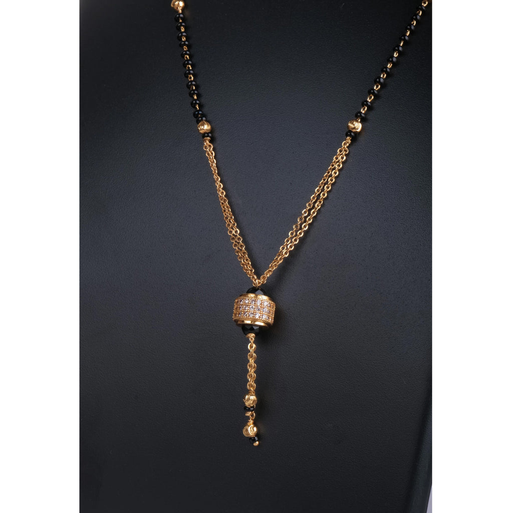 Rose Gold-Plated Two Layered Chain Diamond Gold-plated Plated Brass Necklace ClothsVilla