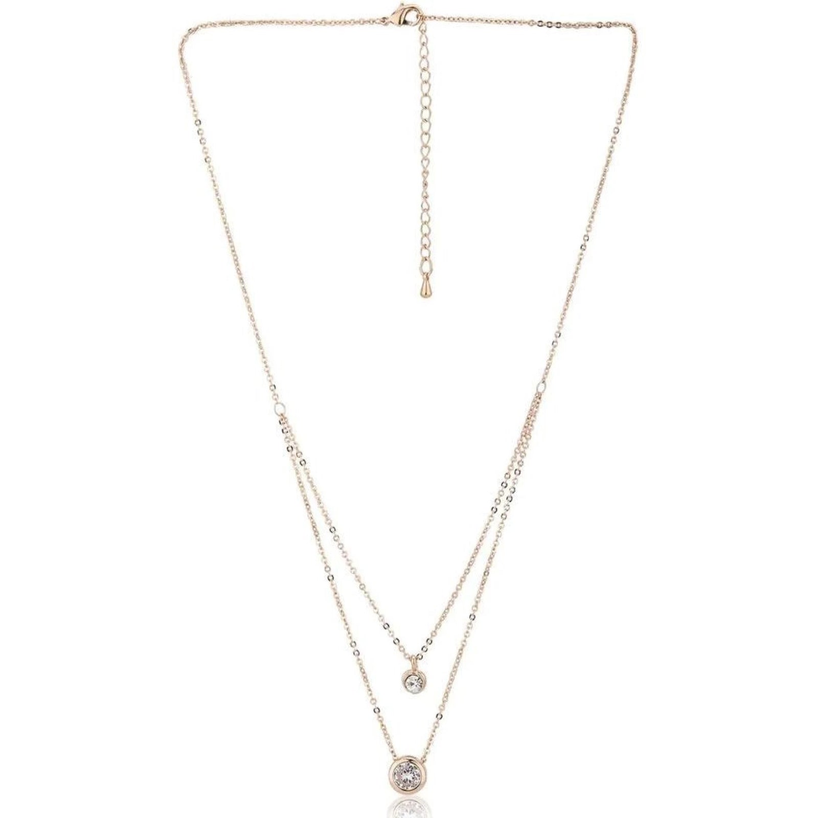 Rose Gold & White Brass Rose Gold-Plated Layered Necklace Brass Swarovski Crystal Brass Pendant Set ClothsVilla