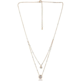 Rose Gold & White Brass Rose Gold-Plated Layered Necklace Brass Swarovski Crystal Brass Pendant Set ClothsVilla