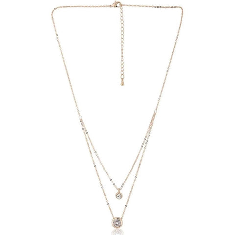 Rose Gold & White Brass Rose Gold-Plated Layered Necklace Brass Swarovski Crystal Brass Pendant Set ClothsVilla Main image