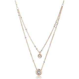 Rose Gold & White Brass Rose Gold-Plated Layered Necklace Brass Swarovski Crystal Brass Pendant Set ClothsVilla