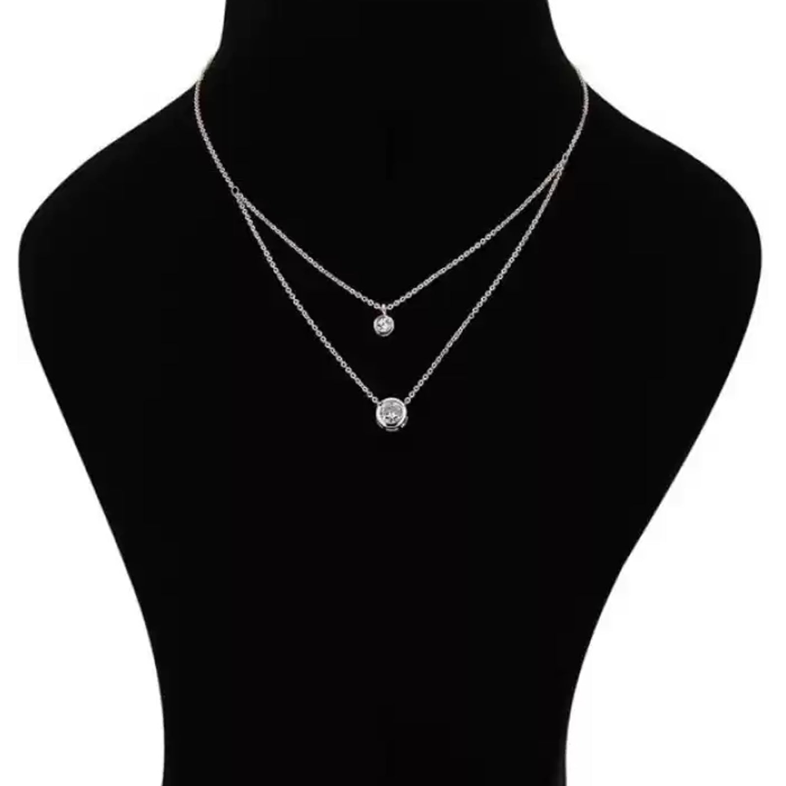 Rose Gold & White Brass Rose Gold-Plated Layered Necklace Brass Swarovski Crystal Brass Pendant Set ClothsVilla