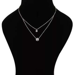 Rose Gold & White Brass Rose Gold-Plated Layered Necklace Brass Swarovski Crystal Brass Pendant Set ClothsVilla