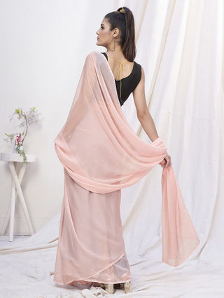 Rose Pink Pre-Stitched Blended Silk Saree ClothsVilla