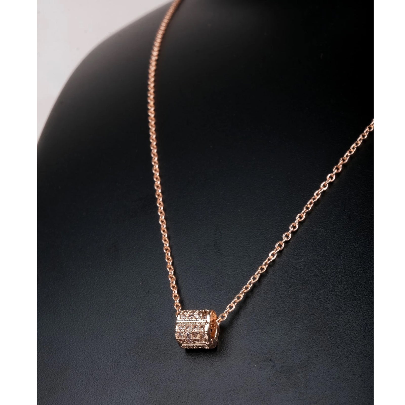Rose gold Dimond Necklace-Gold-plated Brass Set -58 Gold-plated Diamond Brass Pendant ClothsVilla