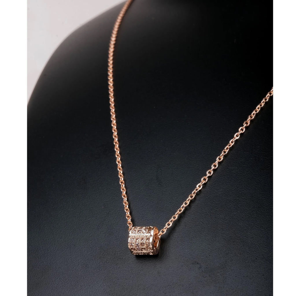 Rose gold Dimond Necklace-Gold-plated Brass Set -58 Gold-plated Diamond Brass Pendant ClothsVilla