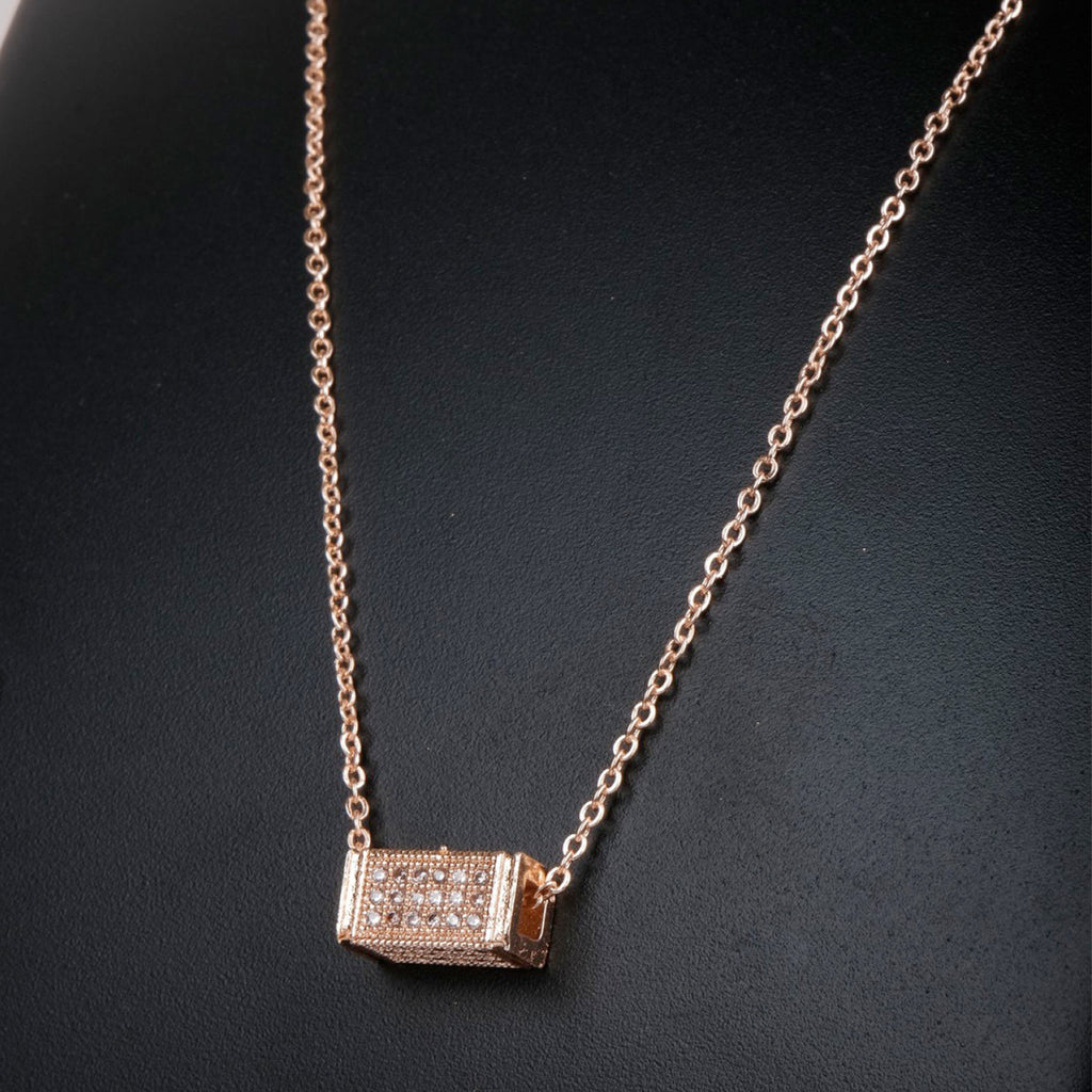 Rose gold Dimond Necklace-1 Gold-plated Diamond Brass Pendant ClothsVilla