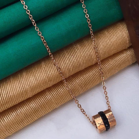 Round Gold Dimond Black Ball Pendant with Rose Gold Chains Swarovski Crystal Brass Plated Brass Chain ClothsVilla Main image