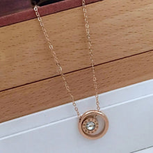 Load image into Gallery viewer, Round Shape Time Diamond Pendant with Rose Gold Plated Chain Diamond Brass Plated Brass Chain ClothsVilla