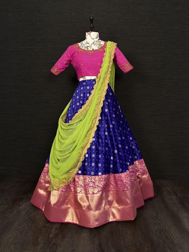 Royal Blue Color Jacquard Lehenga Choli With Georgette Dupatta Clothsvilla