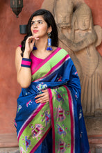 Load image into Gallery viewer, Royal Blue Patola Silk Festival Wear Saree With Blouse ClothsVilla