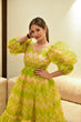 Load image into Gallery viewer, Ruffle Style Parrot Green Color Organza Dress Clothsvilla