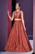 Load image into Gallery viewer, Rust Orange Art Silk Sequence Embroidered Work Lehenga Choli ClothsVilla.com