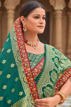 Load image into Gallery viewer, Banarasi Style silk Fabric Weaving Work Chic Saree In Teal Color Clothsvilla