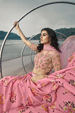 Load image into Gallery viewer, Reception Wear Fancy Organza Fabric Printed Pink Color Lehenga Choli Clothsvilla