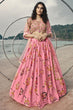 Load image into Gallery viewer, Reception Wear Fancy Organza Fabric Printed Pink Color Lehenga Choli Clothsvilla