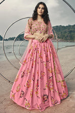 Load image into Gallery viewer, Reception Wear Fancy Organza Fabric Printed Pink Color Lehenga Choli Clothsvilla