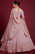 Load image into Gallery viewer, Vibrant Peach Color Georgette Lehenga With Embroidered and Zarkan Work Clothsvilla