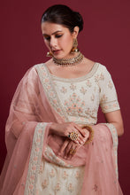 Load image into Gallery viewer, Enchanting White Georgette Lehenga With Intricate Embroidered and Thread Work Clothsvilla