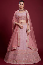 Load image into Gallery viewer, Majestic Pink Georgette Lehenga With Intricate Embroidered and Zarkan Work Clothsvilla