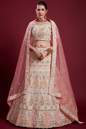 Radiant Off White Georgette Lehenga With Embroidered and Thread Work Clothsvilla