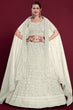 Load image into Gallery viewer, Luxurious White Georgette Lehenga With Embroidered and Thread Work Clothsvilla