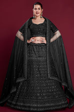 Load image into Gallery viewer, Gorgeous Black Georgette Lehenga With Zarkan Work and Embroiderred Clothsvilla