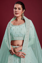 Load image into Gallery viewer, Glamorous Light Cyan Color Georgette Embroidered Lehenga Fo Wedding Functions Clothsvilla