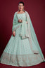 Glamorous Light Cyan Color Georgette Embroidered Lehenga Fo Wedding Functions Clothsvilla
