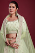 Load image into Gallery viewer, Majestic Sea Green Georgette Lehenga With Fine Thread Work and Zarkan Work Clothsvilla