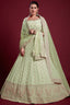 Majestic Sea Green Georgette Lehenga With Fine Thread Work and Zarkan Work Clothsvilla