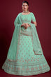 Load image into Gallery viewer, Elegant Georgette Cyan Color Lehenga With Embroidered And Thread Work Clothsvilla