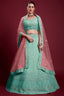 Glamorous Georgette Cyan Color Lehenga With Zarkan Work Clothsvilla